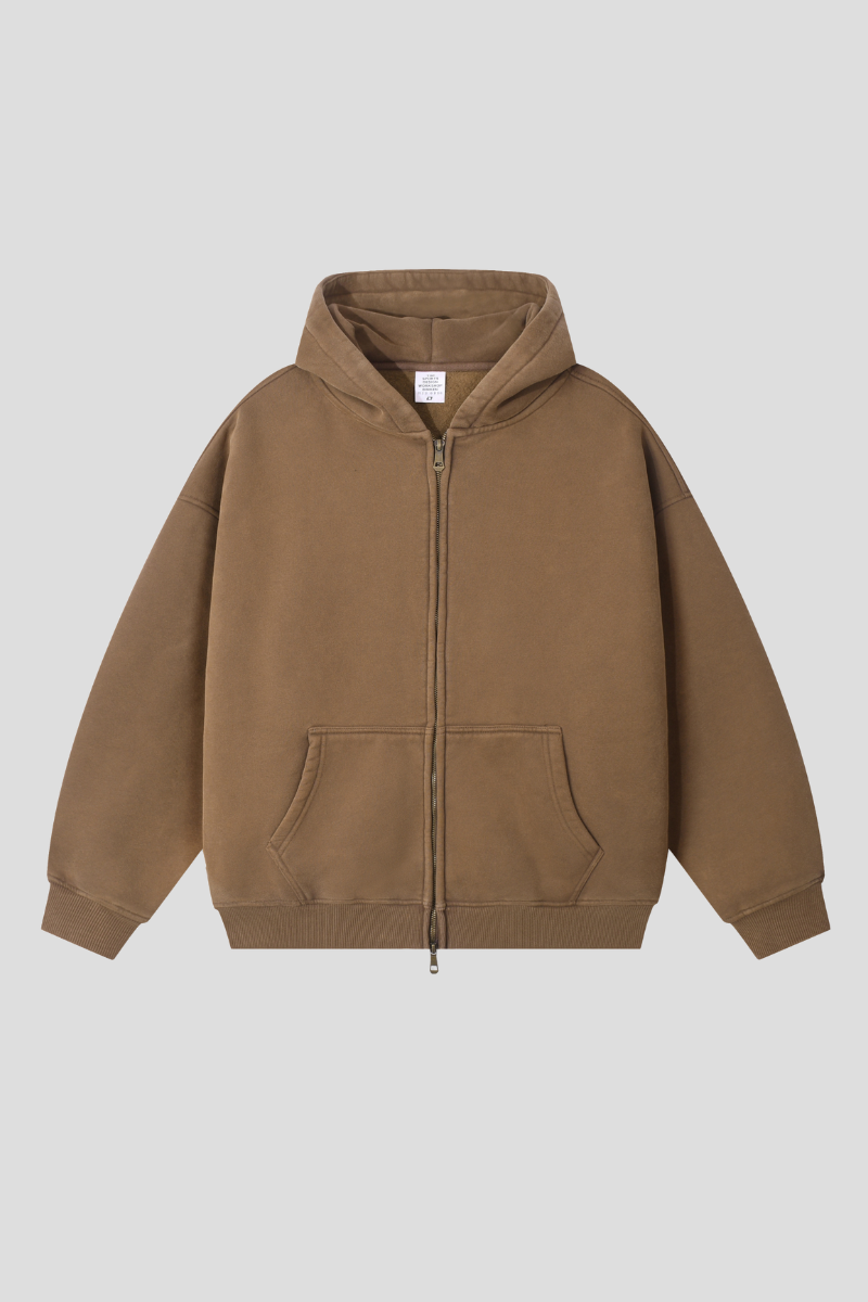 Women's Fall Winter 360g Washed Batik Fleece Loose Hoodie