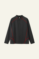 Men's Streetwear Stand Collar Half Zipper Long-Sleeve T-shirt