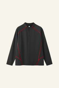 Men's Streetwear Stand Collar Half Zipper Long-Sleeve T-shirt