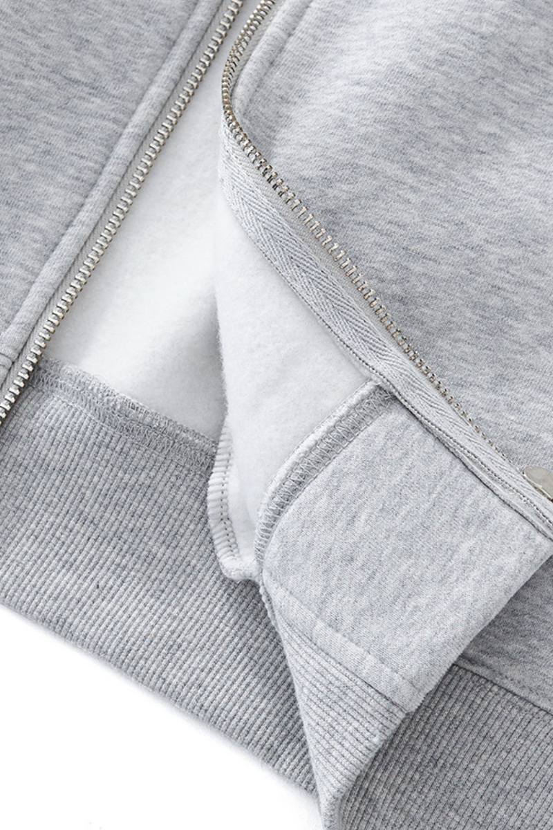 Women's  Streetwear Stand Collar Fleece-Lined Zipper Jacket