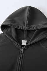 Men's  Streetwear Vintage Washed Full Zipper Hooded Jacket.