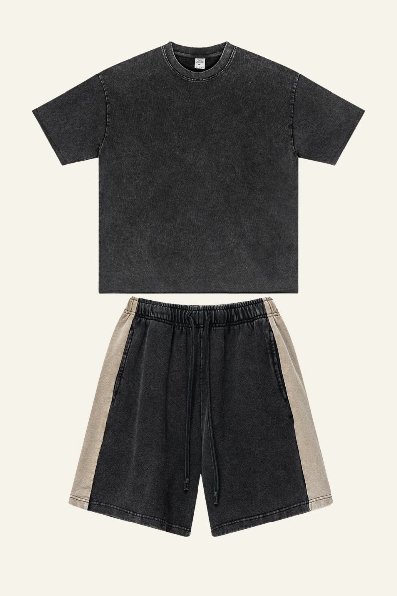 Women's Cotton Streetwear Vintage Set:T-shirt And Short