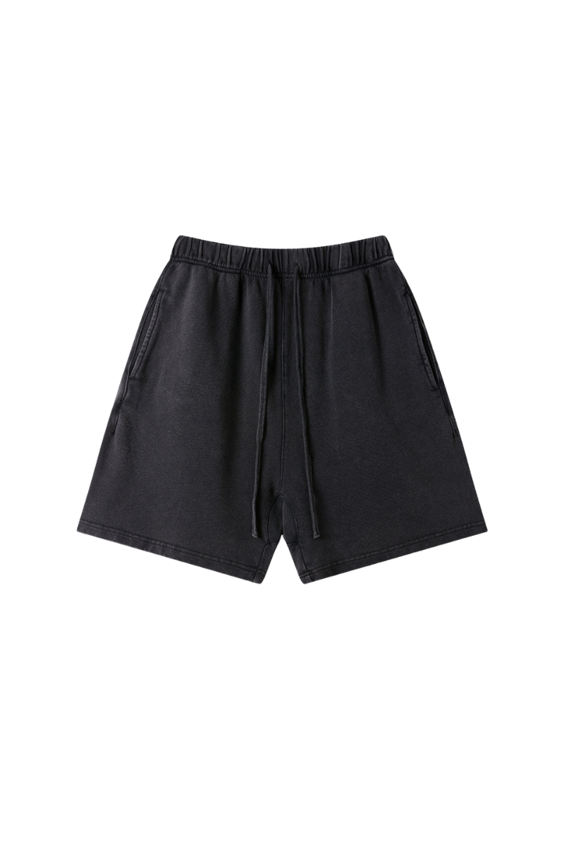 Unisex Spring Summer 360g Cotton Washed Drawstring Shorts