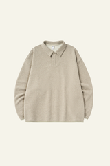 Men's Streetwear Polo Collar Drop Shoulders  Sweatshirt.