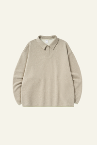 Men's Streetwear Polo Collar Drop Shoulders  Sweatshirt.