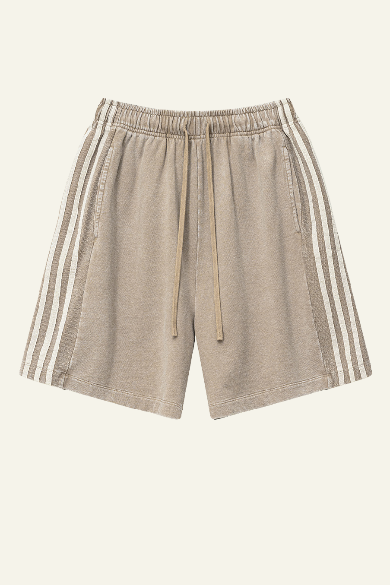 Men's Cotton Streetwear Washed Three side stripes Shorts