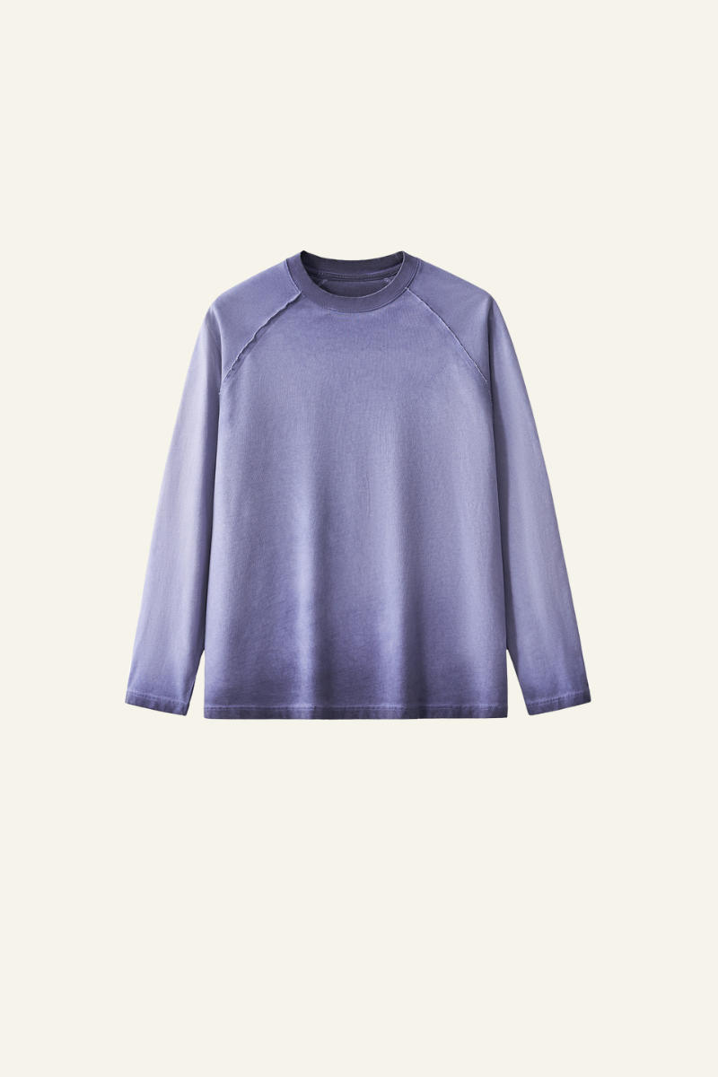 Women's Streetwear Washed Cotton Long-Sleeved T-shirt.