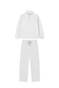 Women's Summer 450g Half Zip Raw Edge Stand Collar Set