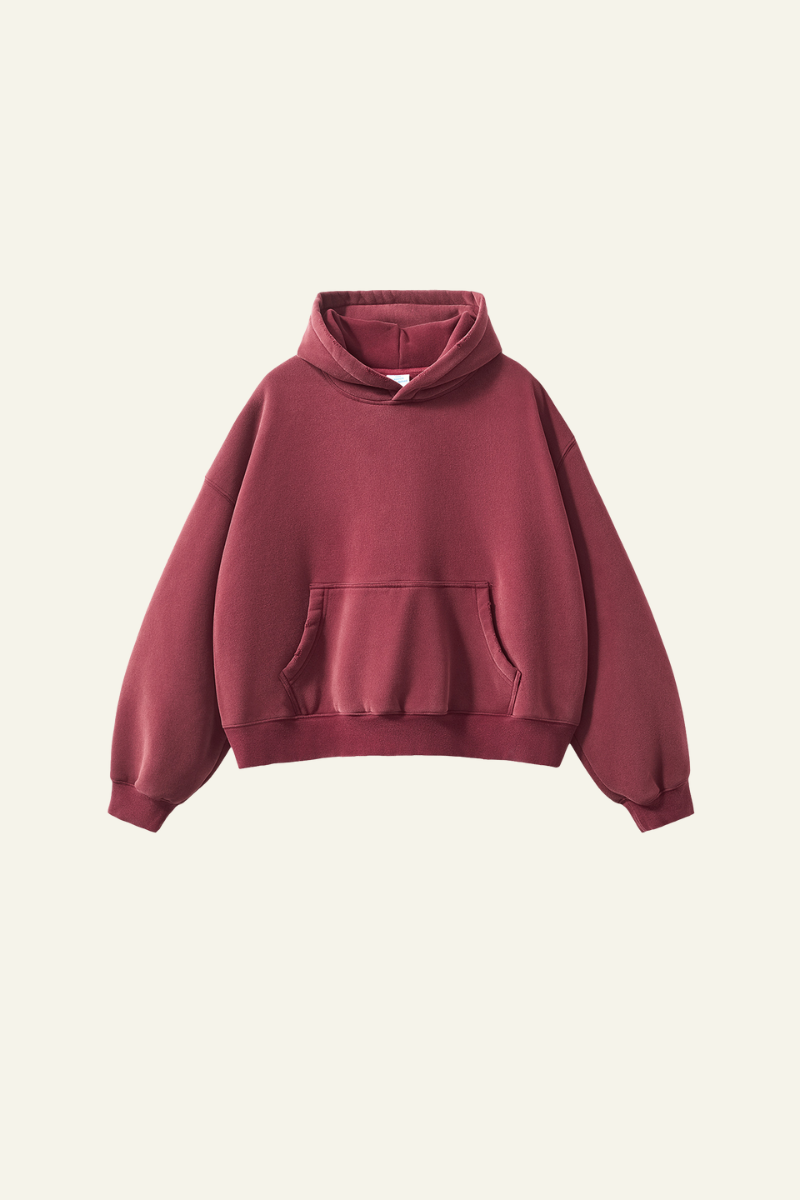 Men's Fleece-Lined Thick Washed Distressed Hoodie.