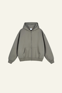 Women's Streetwear Fleece-lined  Full-Zipper Hooded Jaacket