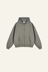 Men's Streetwear Fleece-lined  Full-Zipper Hooded Jaacket