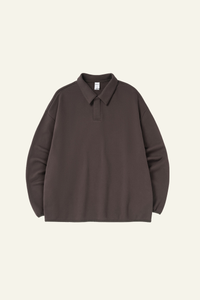 Men's Streetwear Polo Collar Drop Shoulders  Sweatshirt.