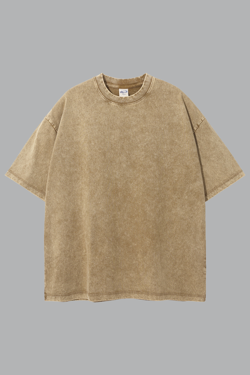 Women's Summer 275g Washed Batik Oversized Small Neck Tee