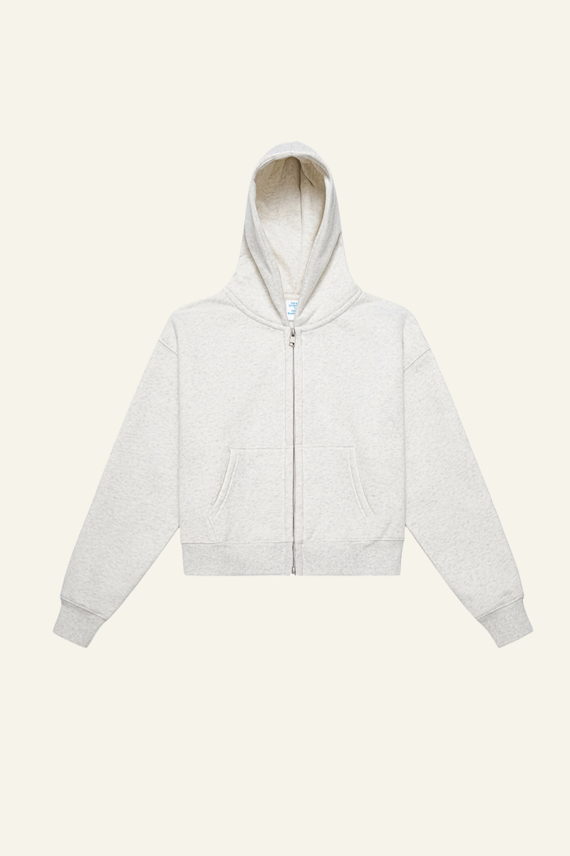 Women's  Fleece-lined Double-Zipper Cropped Hooded Jacket