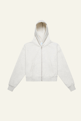Women's  Fleece-lined Double-Zipper Cropped Hooded Jacket
