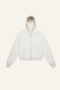 Women's  Fleece-lined Double-Zipper Cropped Hooded Jacket