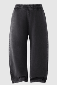 Men's Cotton Streetwear Washed Worn-Out Curved-Blade Pants