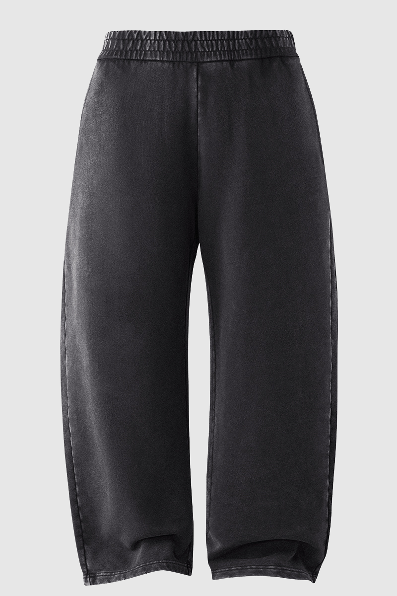 Men's Cotton Streetwear Washed Worn-Out Curved-Blade Pants