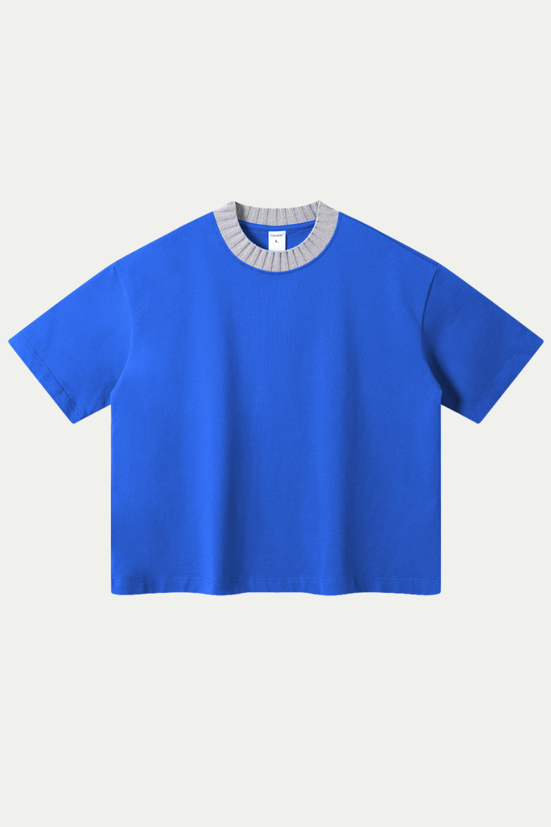 Women's 305g Cotton Colorblock Knit Boxy Crewneck Tee