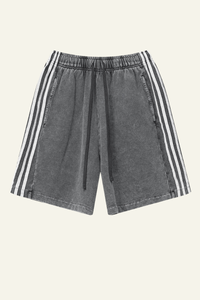 Men's Cotton Streetwear Washed Three side stripes Shorts