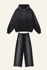 Men's  Cotton Vintage Set:Hoodie And Straight Leg Pant