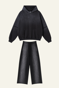 Men's  Cotton Vintage Set:Hoodie And Straight Leg Pant
