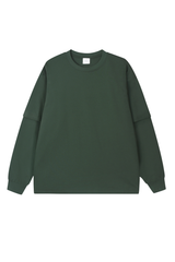 Men's Spring Summer 305g Heavy Cotton Mock Layer Long Sleeve