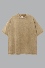 Men's Summer 275g Washed Batik Oversized Small Neck Tee