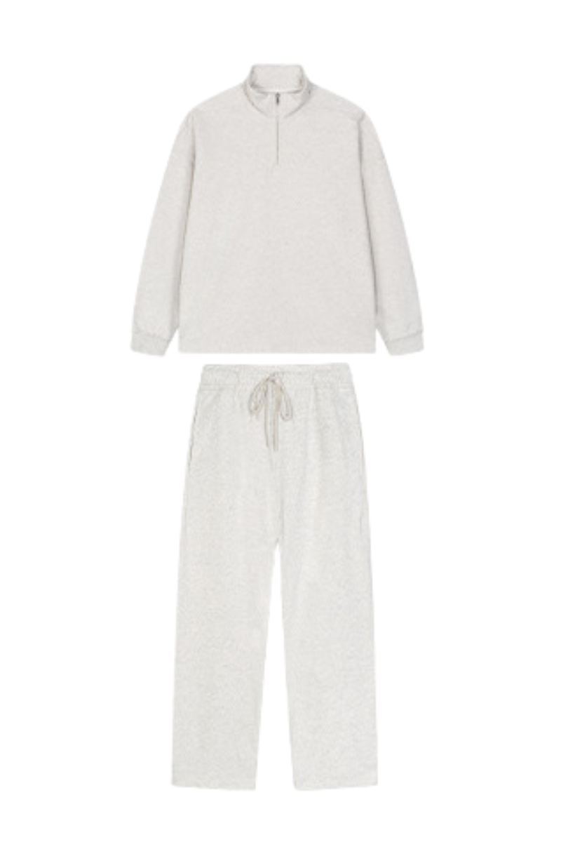 Women's Summer 450g Half Zip Raw Edge Stand Collar Set