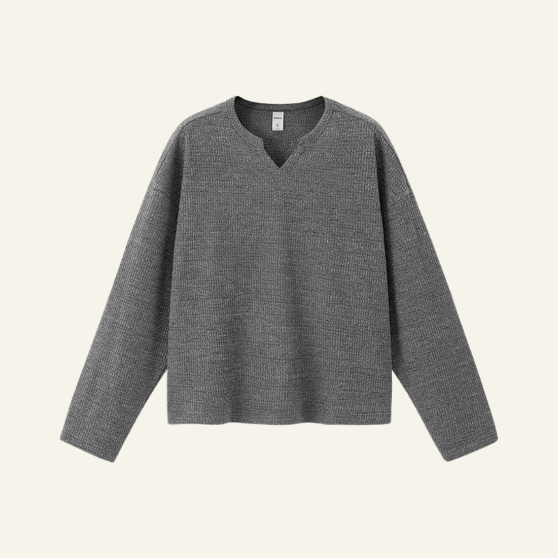 Men's Streetwear V-Neck Waffle Textured Knit Sweater