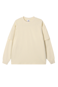 Women's Spring Summer 305g Cotton Mock Layer Long Sleeve