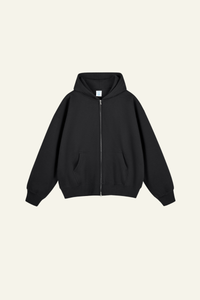 Men's Streetwear Fleece-lined  Full-Zipper Hooded Jaacket