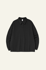 Men's Streetwear Polo Collar Drop Shoulders  Sweatshirt.