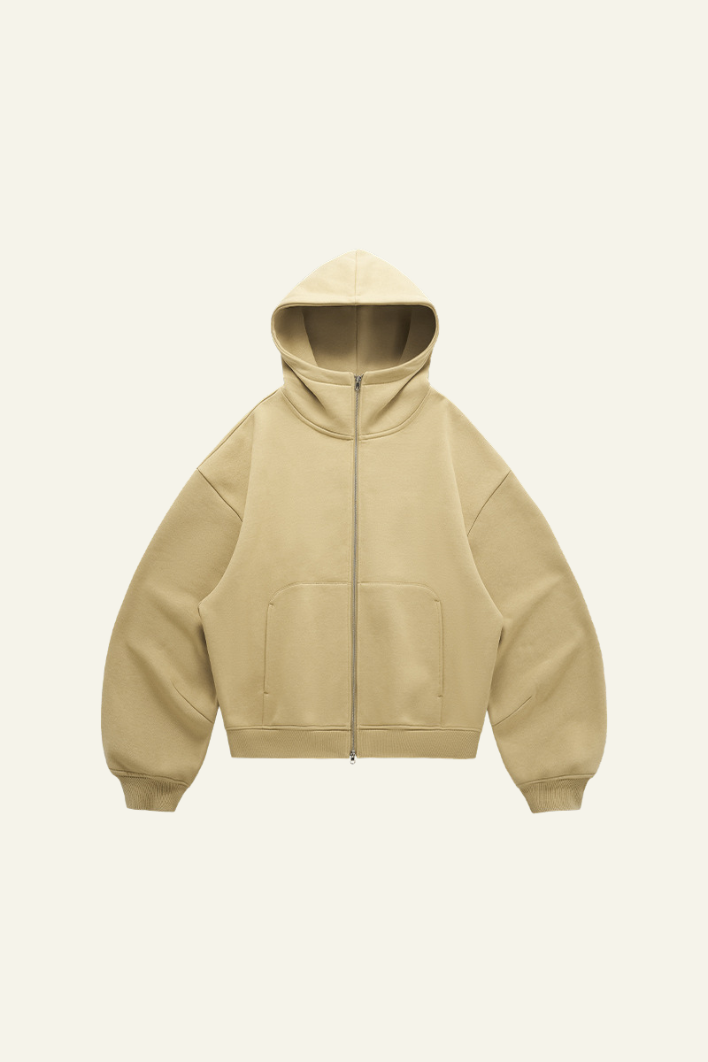 Women's   Streetwear Curved-Sleeve Boxy Hooded Jacket
