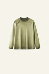 Men's  Streetwear Washed Cotton Long-Sleeved T-shirt.