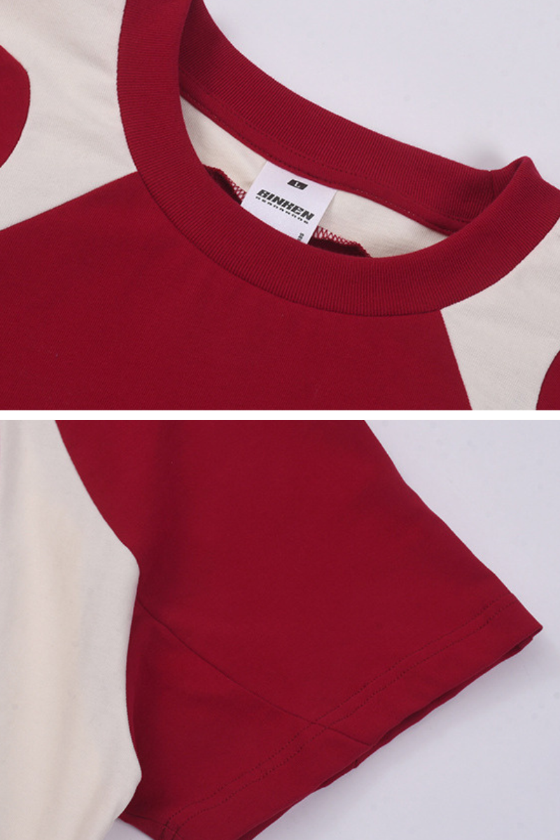 Men's Summer 230g Cotton Colorblock Raglan Loose Crew Tee