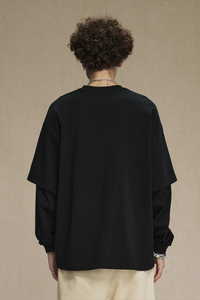 Men's Cotton Patchwork Faux Two-Piece Sweatshirt