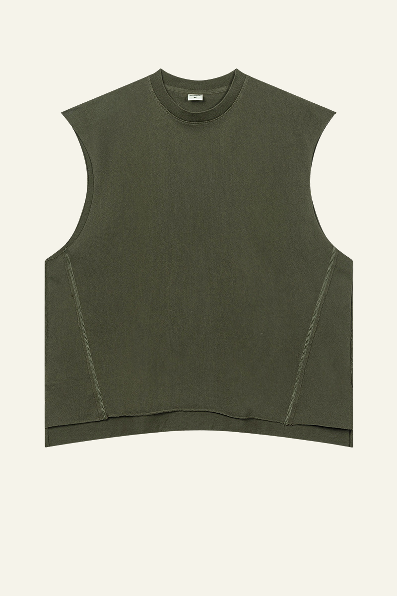 Men's Cotton 270 Heavyweight Washed Side Slit Tank Top