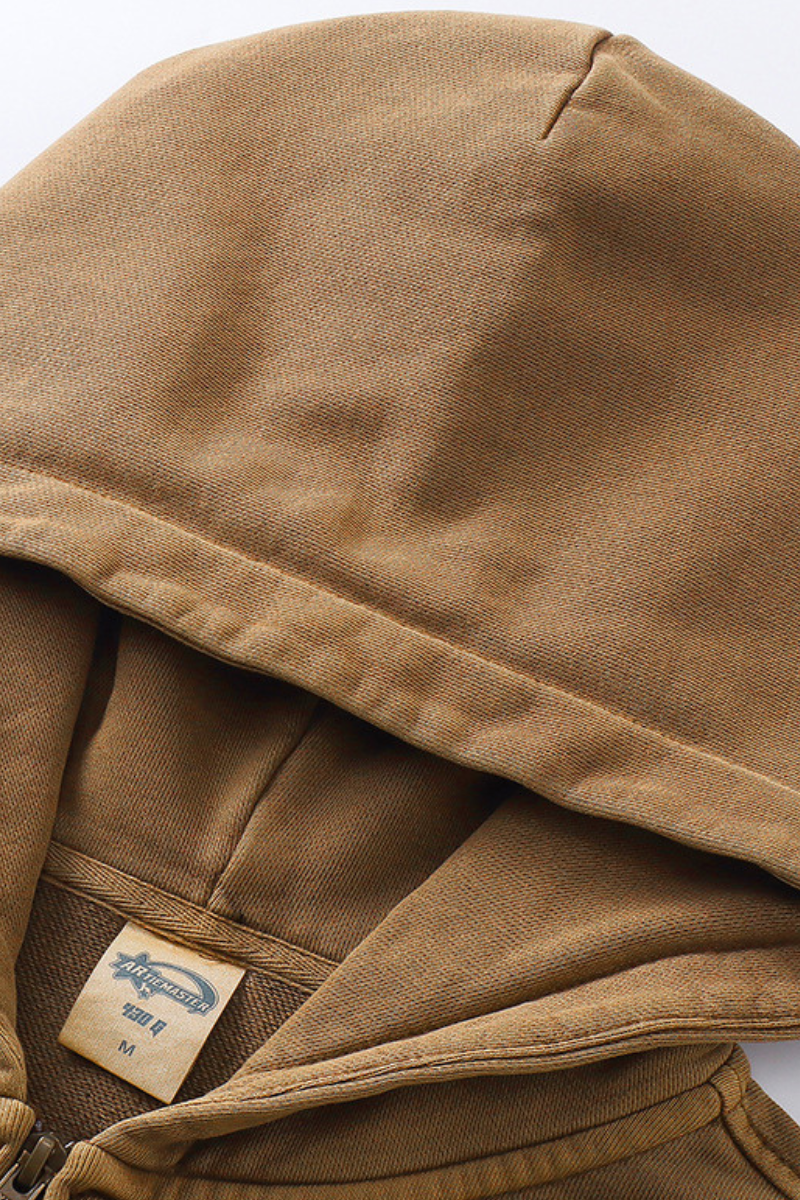Men's Cotton Streetwear Full Zipper Hooded Jacket