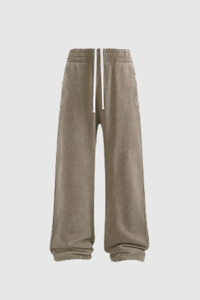 Men's Cotton  Streetwear Washed Distressed Wide Leg Pants