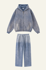 Men's Streetwear Set:Hooded Jacket And Straight-leg Pants