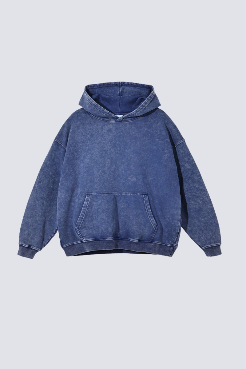 Men's 420g Heavy Cotton Washed Distressed Hoodie