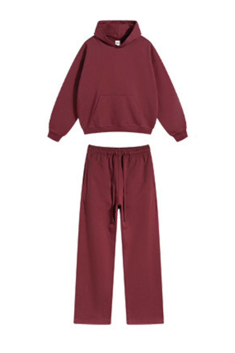 Women's Fall Winter 430g Terry Drawstring Hoodie Set