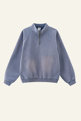Women's Stand Collar Half Zipper Fleece-Lined Sweatshirt