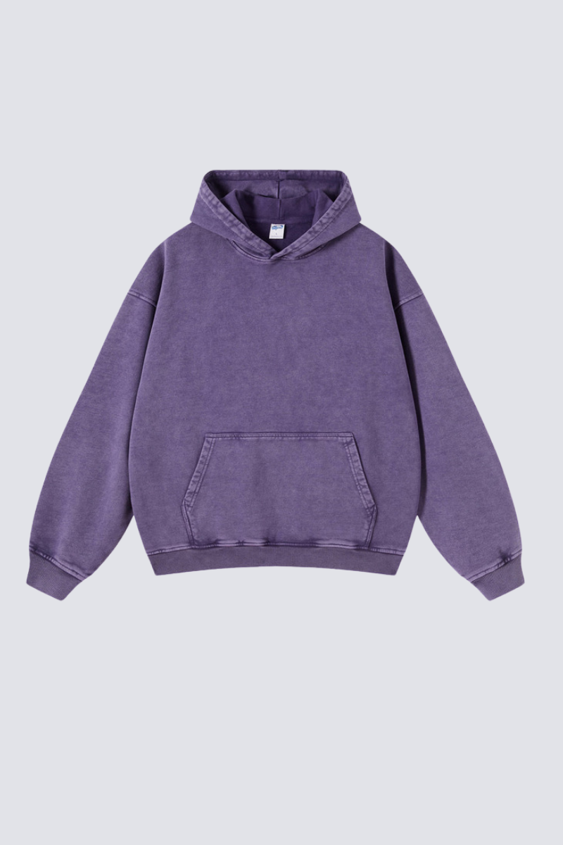 Men's 420g Heavy Cotton Washed Distressed Hoodie