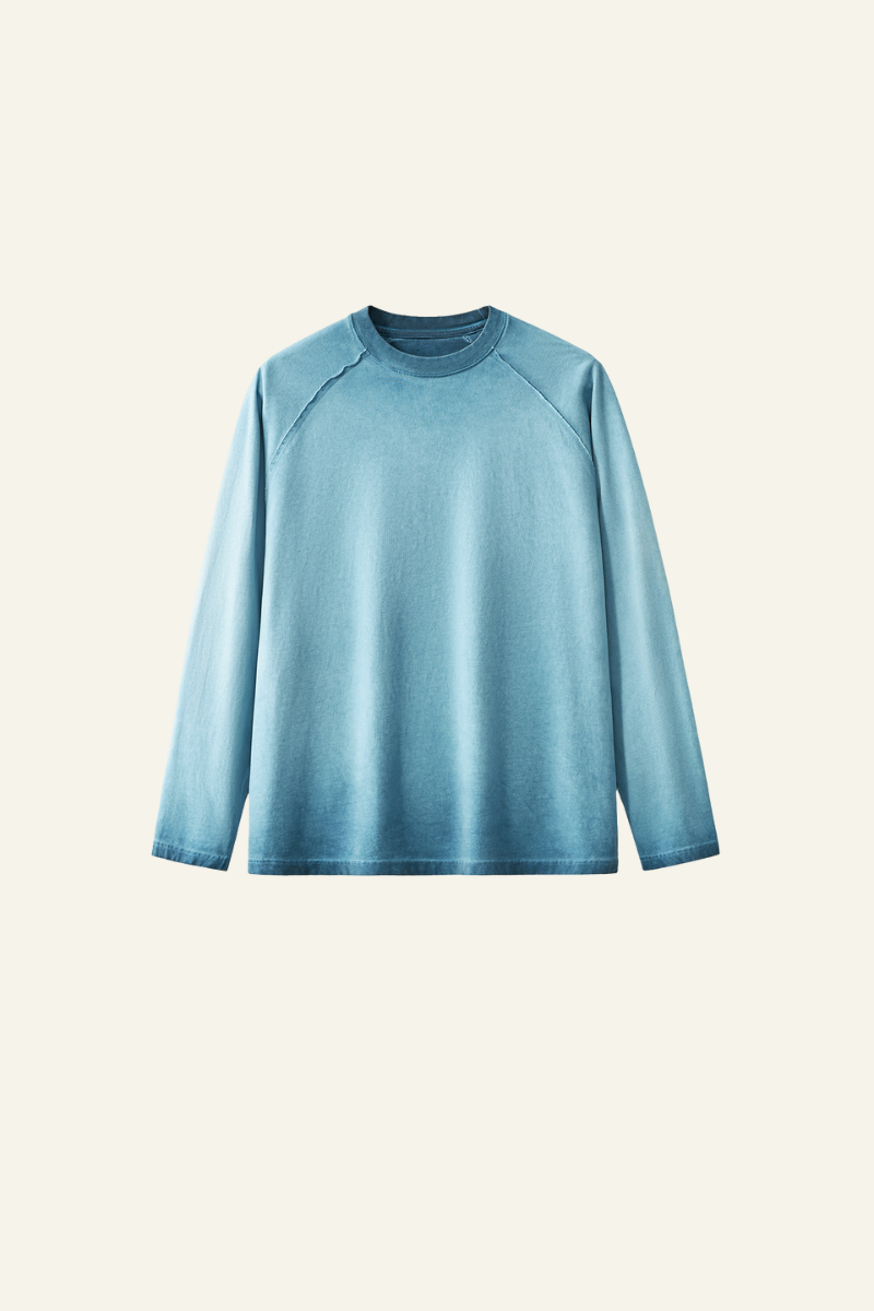 Women's Streetwear Washed Cotton Long-Sleeved T-shirt.