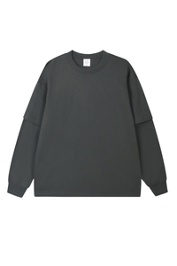 Women's Spring Summer 305g Cotton Mock Layer Long Sleeve