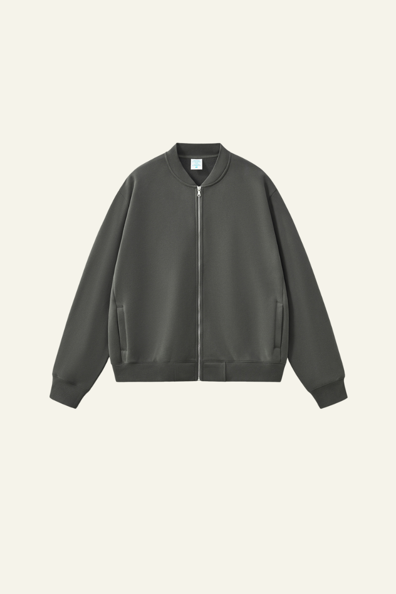 Men's Streetwear Stand Collar Fleece-Lined Zipper Jacket