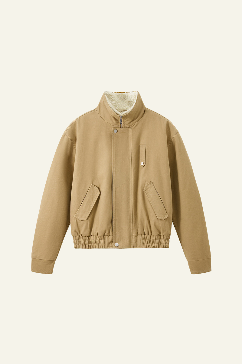 Women's Streetwear Detachable Collar Fleece Stand Jacket