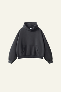 Men's Fleece-Lined Thick Washed Distressed Hoodie.
